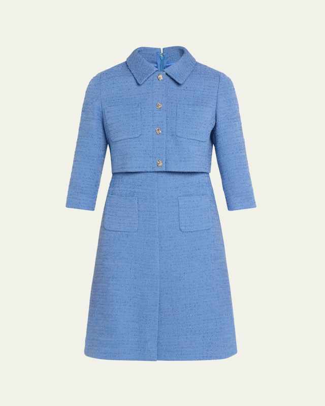 Shimmer Boucle Mock Two-Piece Jacket Dress